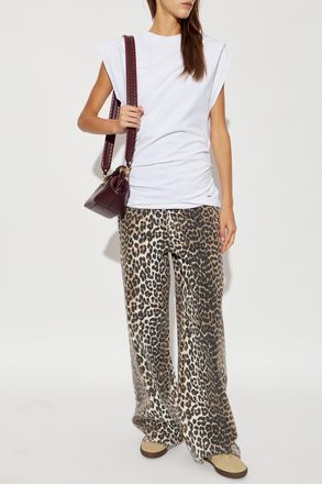 Ganni Top With Decorative Darts, Womens, White