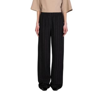 Alysi Broeken, Dames, Zwart, M, Wol, Pantalone Antracite In Lana Vergine Gessato