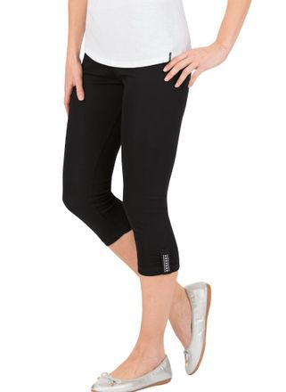 Trigema Leggings TRIGEMA TRIGEMA Leggings 7/8 mit Kristallsteinen, Damen, Gr. XL, US-Gr&ouml;ssen, schwarz, Feinripp, 95% Baumwolle, 5% Elastan, Basic, Hosen Leggi