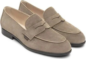 Nero Giardini Suede Slip-On Penny Loafer in Taupe at Nordstrom, Size 10-10.5Us
