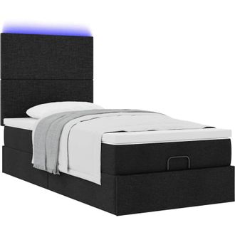 vidaXL Estructura De Cama Otomana Colch&oacute;n Tela Negro 100x200cm Vidaxl