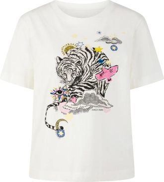 Marc Cain T-shirt met applicaties - Dames - Tops - Wit - Maat: XS Katoen