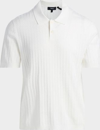 Theory Men & apos;s Striple Cable Knit Polo Shirt
