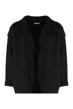 Dries Van Noten Mens Maxi Cardigan In Wool - Black - Size Medium