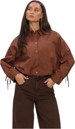 Aaiko Overhemden, Dames, Bruin, L, Dames Blouses Mikkie Strass Co 518