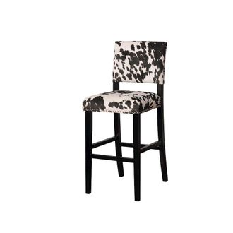 Linon Corey Black Cow Print Bar Stool