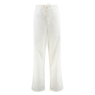 Victoria Beckham Katoenen broek - Dames - Wijde Broeken - Wit - XS - Katoen - Broeken