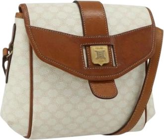 Celine Pre-owned Cross Body Bags, female, White, Size: ONE SIZE Pre-owned Vintage Macadam Canvas Shoulder Bag