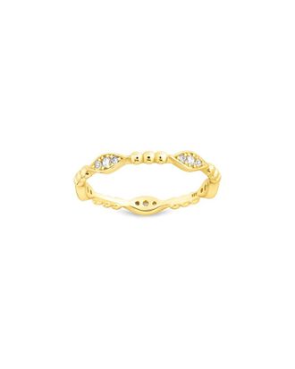 Sterling Forever 14K Over Silver Cz Lydia Ribbed Ring