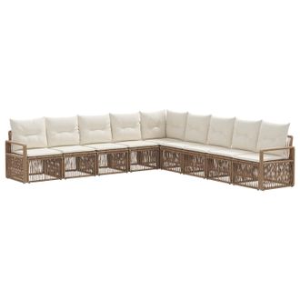 vidaXL Conjunto De Sof&aacute;s De Jard&iacute;n 9 Pcs Beige Rat&aacute;n Sint&eacute;tico Vidaxl