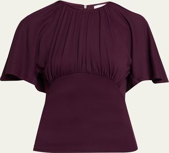 Paco Rabanne Ruched Stretch Jersey Batwing Top