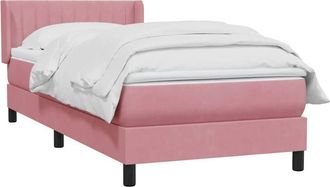 vidaXL Cama Box Spring Con Colch&oacute;n Terciopelo Rosa 80x220 Cm Vidaxl