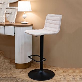 Dmora Silla Alta Essaou, Ajustable, Con Respaldo, Acolchada, 43x50x86h Cm, Color Blanco Crema