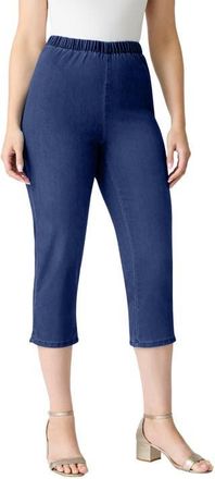 Roaman's Plus Size Comfort Stretch Capri Jean in Dark Wash Sanded at Nordstrom, Size 12