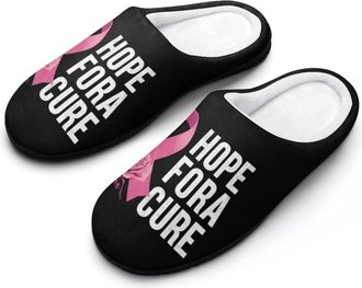 Generic Breast Cancer Ribbon Cure Mens Slippers House Slipper Anti-skid Sole Indoor Shoes Outdoor Comfort Cotton