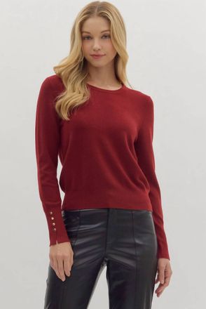 Entro Cab Button Detail Sweater In Burgundy