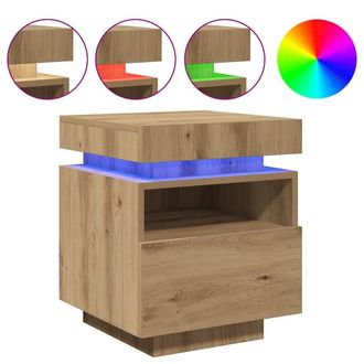 vidaXL Mesitas De Noche Con Luces Led 2 Uds Roble Artisan 40x39x48,5cm Vidaxl