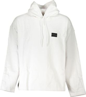 Calvin Klein Mens Cropped Hoodie Relaxed Fit - White Cotton - Size X-Large