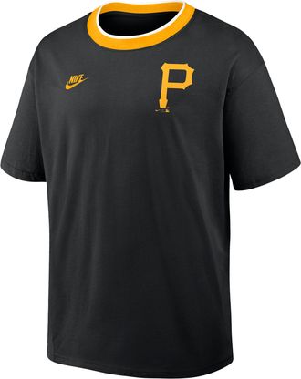 Nike Pittsburgh Pirates Cooperstown Ringer Nike Mens MLB T-Shirt in Black | 045Q0H6BPBB-N3R