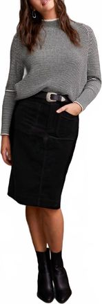 Tribal Front Fly Corduroy Midi Skirt In Black