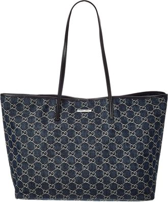 Gucci Tribeca Large Gg Denim & Leather Tote