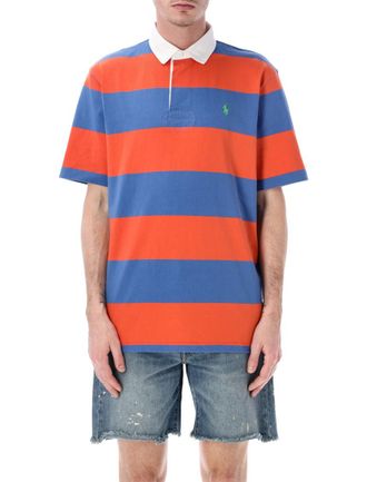 Ralph Lauren OrangeNavy Stripes Shirt Collar Polo