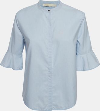 Maje Blue Striped Cotton Button Front Shirt
