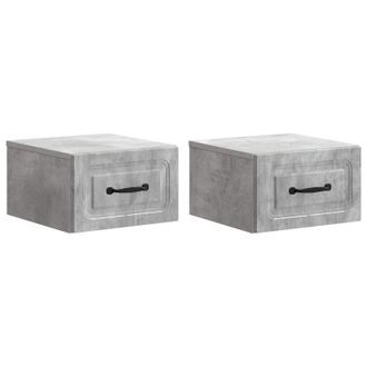 vidaXL Mesita De Noche De Pared 2 Pcs Gris Hormig&oacute;n 34,5 X 33 X 20 Cm Vidaxl