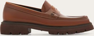 Ferragamo Men Penny loafer with chunky tread Brown Size 10.5