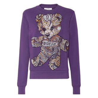 Philipp Plein Hoodies & sweatvesten, Dames, Paars, L, Katoen, Sweatshirt Paisley
