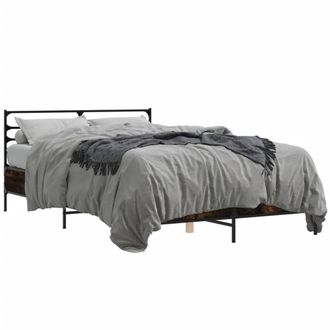 Berkfield Home Bed Frame without Mattress Smoked Oak 120x200 cm in Brown | Size: Small Double