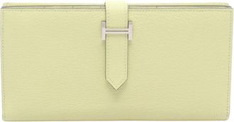 Herm&egrave;s Yellow Chevre Leather Long Wallet (Bi-Fold) (Pre-Owned)