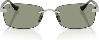 Ferrari 58mm Pillow Sunglasses in Silver Brushed/green Red at Nordstrom