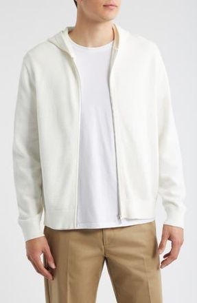 Theory Myhlo Perforated Waffle Cotton Zip Hoodie in Ivory at Nordstrom Rack, Size X-Large