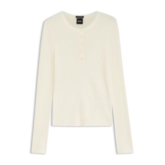 BOSS Merino wool sweater with Henley neckline