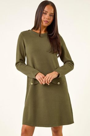 Roman Buttoned Knit Dress