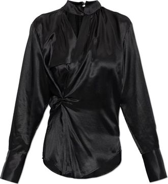 AllSaints Zellie Shirt - Dames - Overhemden - Zwart - M - Leer - Overhemden
