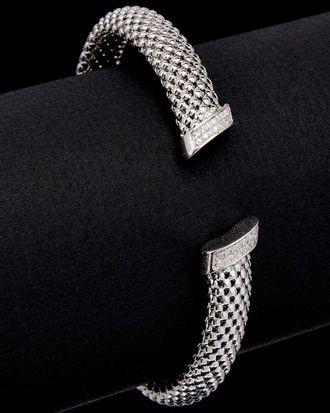 Meshmerise 18K Over Silver 0.25 Ct. Tw. Diamond Mesh Cuff Bracelet