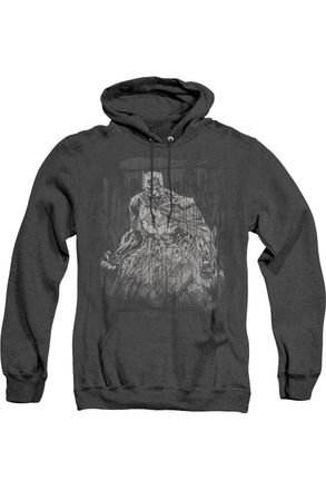 Gildan Batman Pencilled Rain Adult Heather Hoodie / Hooded Sweatshirt