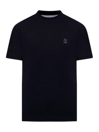 Brunello Cucinelli COTTON T-SHIRT WITH CONTRASTING LOGO PRINT - Brunello Cucinelli - Man