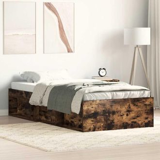vidaXL Estructura De Cama Roble Ahumado 90x190 Cm Vidaxl