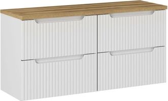 Petits Meubles Mueble bajo lavabo 4 cajones encimera estratificado Blanco marrón