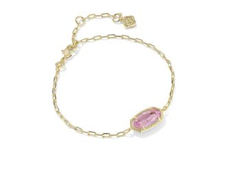 Kendra Scott Elaina Cz Chain Womens Bracelet Womens Bracelet Gold Light Pink Cz, Brass/Cubic Zirconia/Diamond