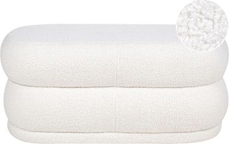 Beliani Beliani - Modern Upholstered Bench Boucle Stool Pouffe Accent Solid Pattern Off-White Ellendale