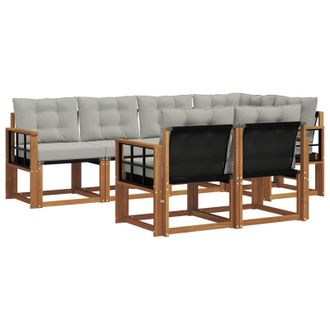 vidaXL Conjunto De Sof&aacute;s De Exterior 7 Pcs Gris Natural Y Claro Vidaxl
