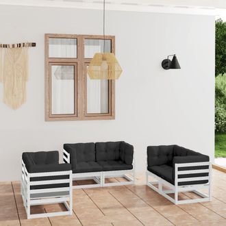 vidaXL Juego De Muebles De Jard&iacute;n 6 Pzas Y Cojines Madera Pino Maciza Vidaxl
