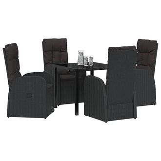 Berkfield Home Elegant 5 Piece Garden Dining Set with Cushions Black Poly Rattan