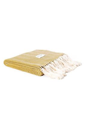 Ettitude Luxe Herringbone Throw Blanket in Brass & Natural at Nordstrom