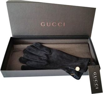 Gucci Black Lambskin Suede Gloves