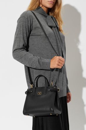 Valentino Garavani Leather Bag With Logo, Womens, Black